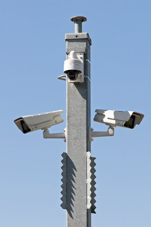 AI-powered CCTV cameras monitoring a modern office building